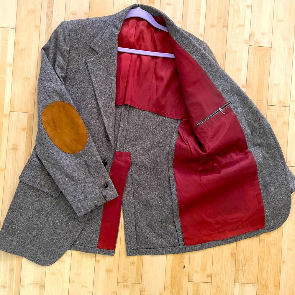 Vintage oversized wool blazer with suede elbow patches